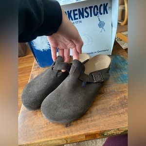 Birkenstock Boston Suede Mocha, Soft Footbed